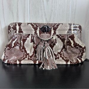 Sabina New York Genuine Leather Elegant Snakeskin Clutch Shoulder Purse